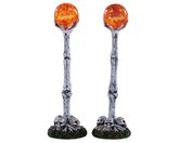 Lighted Lantern Bone Post, Set Of 2, B/O (4.5 Spooky Town