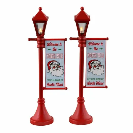 North Pole Lamppost, Set Of 2, B/O (4.5V) - Lemax kerstfiguren