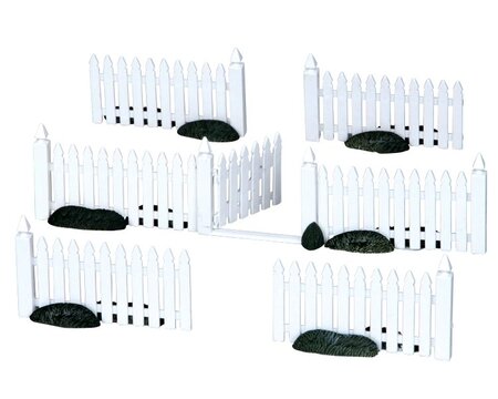 Plastic Picket Fence, Set Of 7 - Lemax kerstfiguren