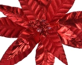 Poinsettia op clip polyester w glitter edges L24-W24-H7cm rood - afbeelding 2