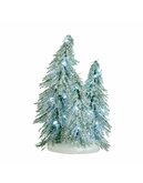 3 Snowy trees on base white light battery operated - l12xb10xh19cm