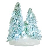 3 Snowy trees on base white light battery operated - l9xb8xh12cm