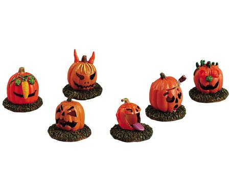 Pumpkin People, Set Of 6 Spooky Town