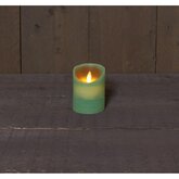 Rustieke LED-kaars met bewegende vlam 7,5 x 10 cm Jade groen met timer