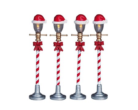 Santa Hat Street Lamp, Set Of 4, B/O (4.5V) Lemax - afbeelding 1