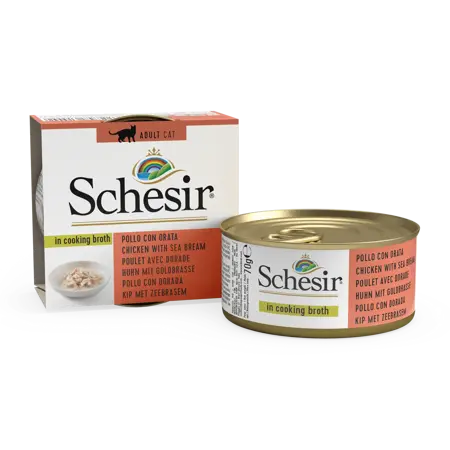 Schesir Cat Can Broth Chicken&Sea Bream 70Gr