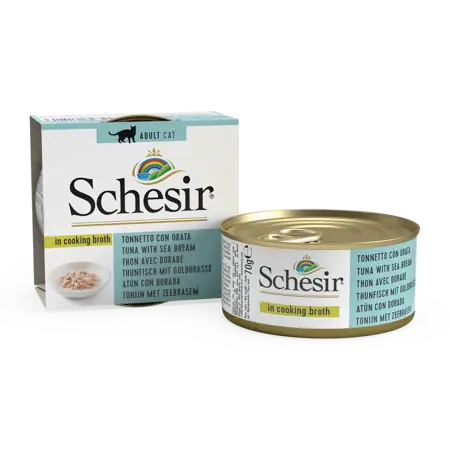 Schesir Cat Can Broth Tuna&Sea Bream 70Gr