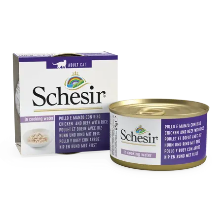 Schesir Cat Can Natural Brine Chicken&Beef&Rice 85Gr