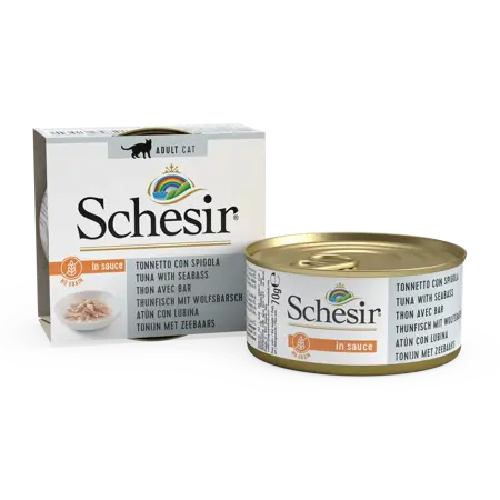 Schesir Kat Tonijn Zeebaars Saus 70Gr