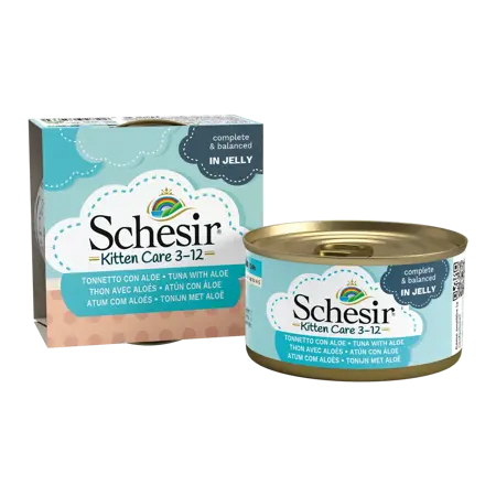 Schesir Kitten 3-12 Tonijn Aloe Gelei 85Gr