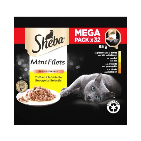 Sheba Mini Filets Alu Saus Gevogelte Sel Mp 32X85Gr