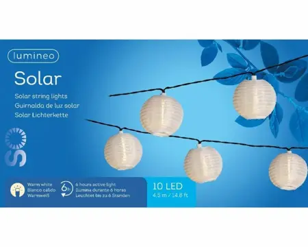 Lumineo LED Lampion snoer - Solar tuinverlichting - Kunststof - Warm wit - afbeelding 1