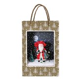 Tas met Kerstman in kerstlandschap - 21 x 9 x 32,5 cm - afbeelding 1