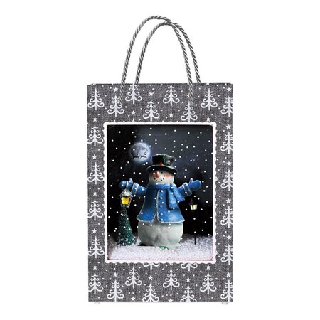 Tas met Sneeuwpop in kerstlandschap - 21 x 9 x 32,5 cm - afbeelding 1