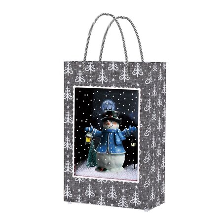 Tas met Sneeuwpop in kerstlandschap - 21 x 9 x 32,5 cm - afbeelding 2