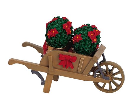 Wheelbarrow With Poinsettias - Lemax kerstfiguren