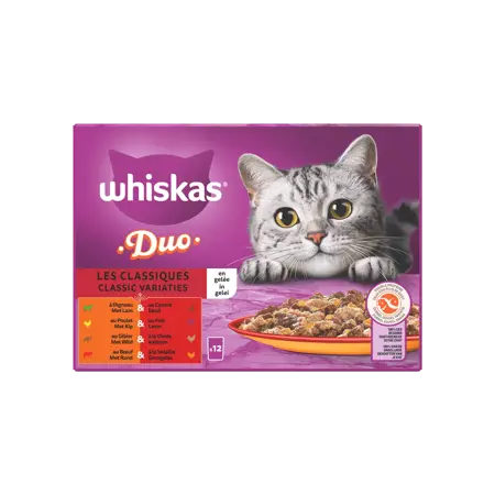 Whiskas Pouch Adult Gelei Duo Classic Selectie Mp 12X85Gr