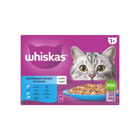 Whiskas Pouch Adult Gelei Vis Selectie Mp 12X85Gr