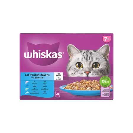 Whiskas Pouch Senior Gelei Vis Selectie Mp 12X85Gr